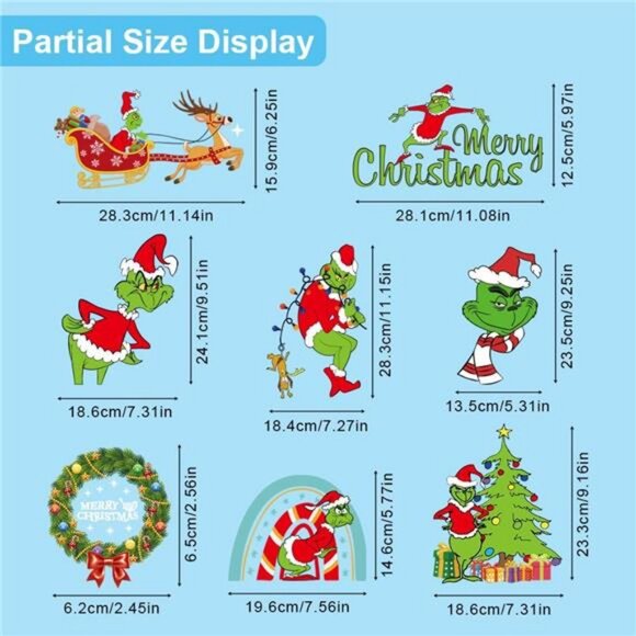 Christmas Window Stickers, 8 Sheets 116pcs Merry Christmas Window Clings Sticker - Picture 7 of 8